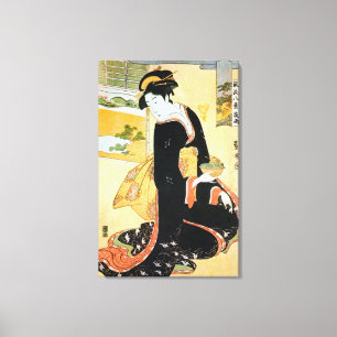 黒い着物の女, 豊国 Woman of Black Kimono, Toyokuni, Ukiyo- Canvas Print