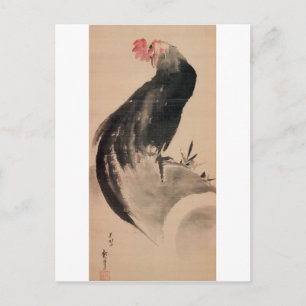 黒い雄鶏, 北斎 Black Rooster, Hokusai Postcard