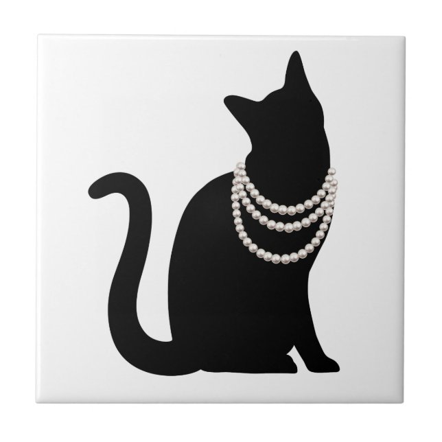 黒猫と宝石　タイル TILE (Front)