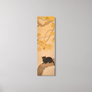 黒猫, 春草 Black Cat, Shunsō, Japanese Art Canvas Print