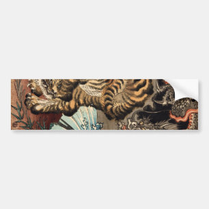 龍虎, 国芳 Tiger & Dragon, Kuniyoshi, Ukiyo-e Bumper Sticker