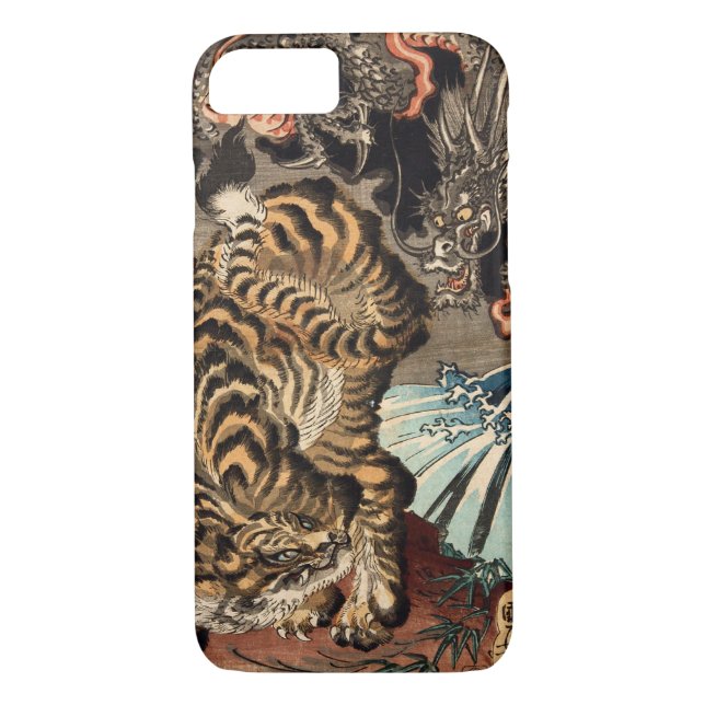 龍虎, 国芳 Tiger & Dragon, Kuniyoshi, Ukiyo-e Case-Mate iPhone Case (Back)