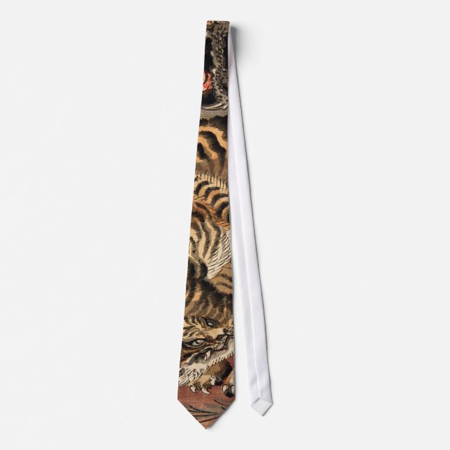 龍虎, 国芳 Tiger & Dragon, Kuniyoshi, Ukiyo-e Tie (Front)