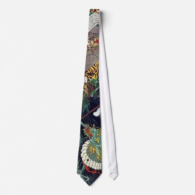龍虎, 豊国 Dragon & Tiger, Toyokuni, Ukiyo-e Tie (Front)