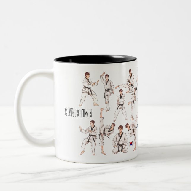 태권도 Taekwondo Martial Art 5 Tenets Personalized Two-Tone Coffee Mug (Left)