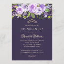 Search for lavender and gold quinceanera invitations Floral
