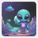 Search for peace alien stickers Space