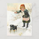 Recherche de chien neige cartes postales Vintage