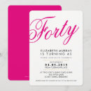 Search for pink and black 40th birthday invitations Forty