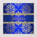 Search for blue damask invitations Gold