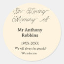 Search for in memory of stickers Funeral keepsake