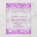 Search for pink purple silver birthday invitations Glitter