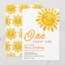 Search for sunshine 1st birthday invitations One happy girl