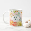 Search for monogrammed floral mugs Teal