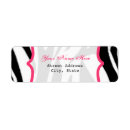 Search for pink zebra return address labels Black and white
