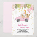 Search for girl safari birthday invitations Pink