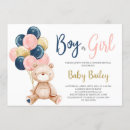 Search for pink blue balloon gender reveal invitations Teddy bear
