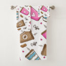 Search for pink black hearts bath towels For her