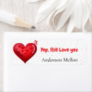 Search for love and thanks return address labels Heart