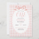 Search for gingham birthday invitations Pink bow