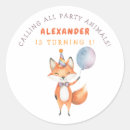 Search for fox birthday party stickers Watercolor