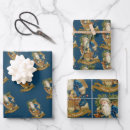 Search for vintage santa christmas wrapping paper Blue