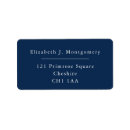 Search for navy blue and white return address labels Typography