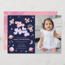 Search for moon and stars birthday invitations Pink