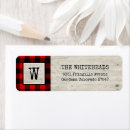 Search for red black plaid return address labels Rustic