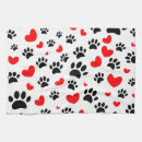 Search for dog paw tea towels Red hearts