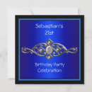 Search for black blue man birthday invitations Silver