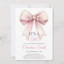 Search for pink bow baby shower invitations Script calligraphy