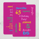 Search for pink 65th birthday invitations 65 years old