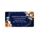 Search for orange flower return address labels Navy blue