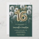 Search for gold green sweet 16 invitations Calligraphy handwritten font