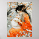 Search for woman with a cat posters Floral background