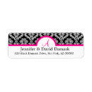 Search for black and white damask return address labels Hot pink