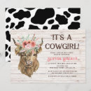 Search for highland cow baby girl shower invitations Rustic