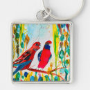 Search for bird in tree keychains Watercolor