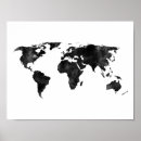 Search for black and white world map posters Watercolor