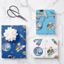 Search for space rocket kids wrapping paper Moon