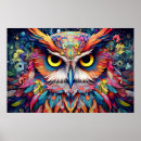 Recherche de hibou coloré posters Chouette