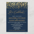 Search for gold confetti wedding invitations Navy