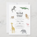 Search for wild one safari animals baby shower invitations Modern