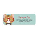 Search for cat with glasses return address labels Hipster