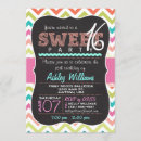 Search for chevron sweet 16 invitations Pink