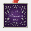 Search for purple and silver ornaments Xmas