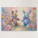 Recherche de lapin rose puzzles Bleu