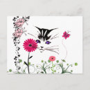 Recherche de chat et papillon cartes postales Floral