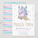 Search for girls unicorn birthday invitations Gold glitter